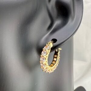 New! zircon round 18K Gold color and Hoop Earrings